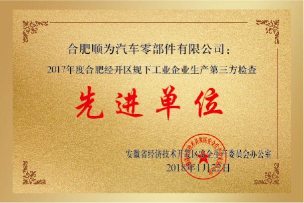 合肥市經(jīng)開區(qū)工業(yè)企業(yè)生產(chǎn)先進(jìn)單位